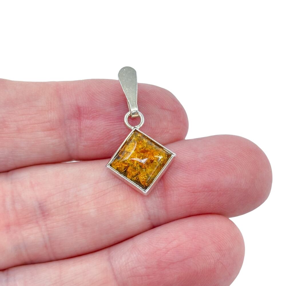 Vintage Sterling Silver 925 Amber Pendant